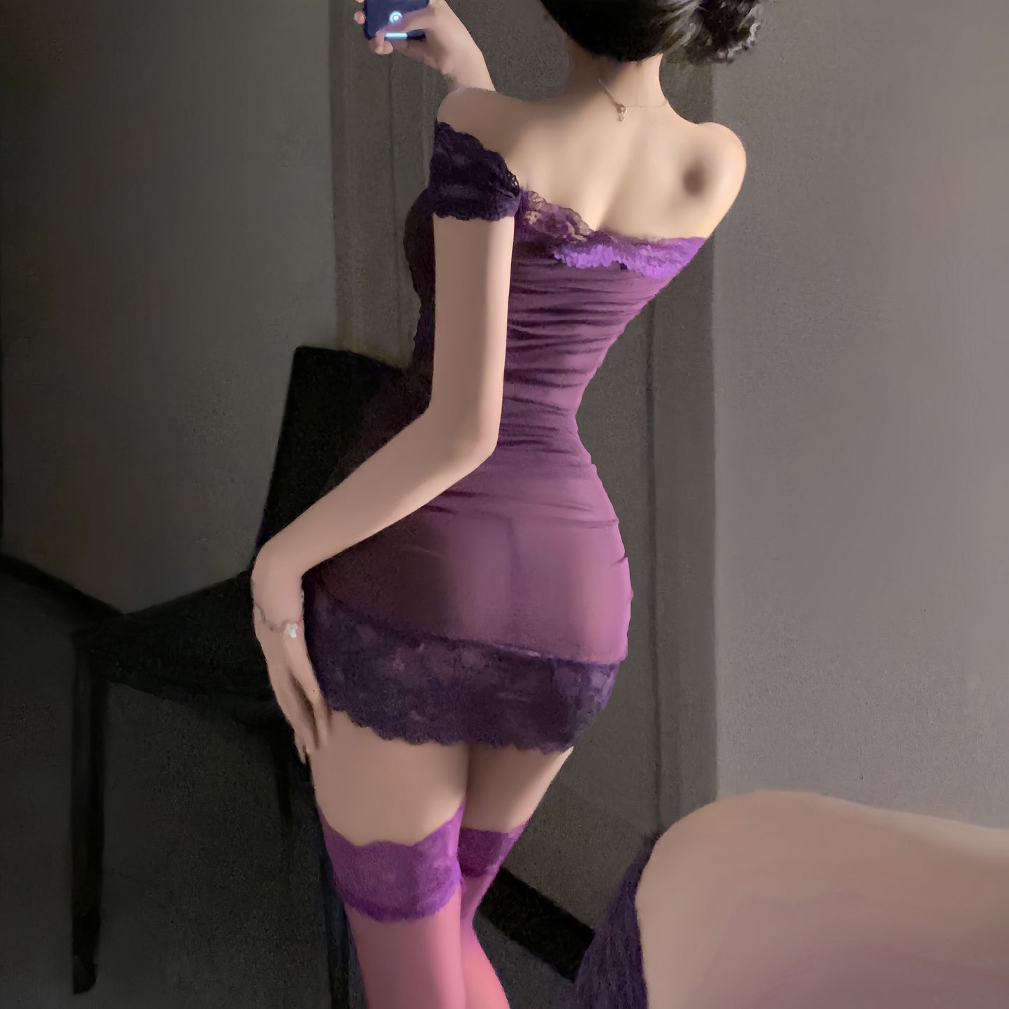 Purple lace uniform S582