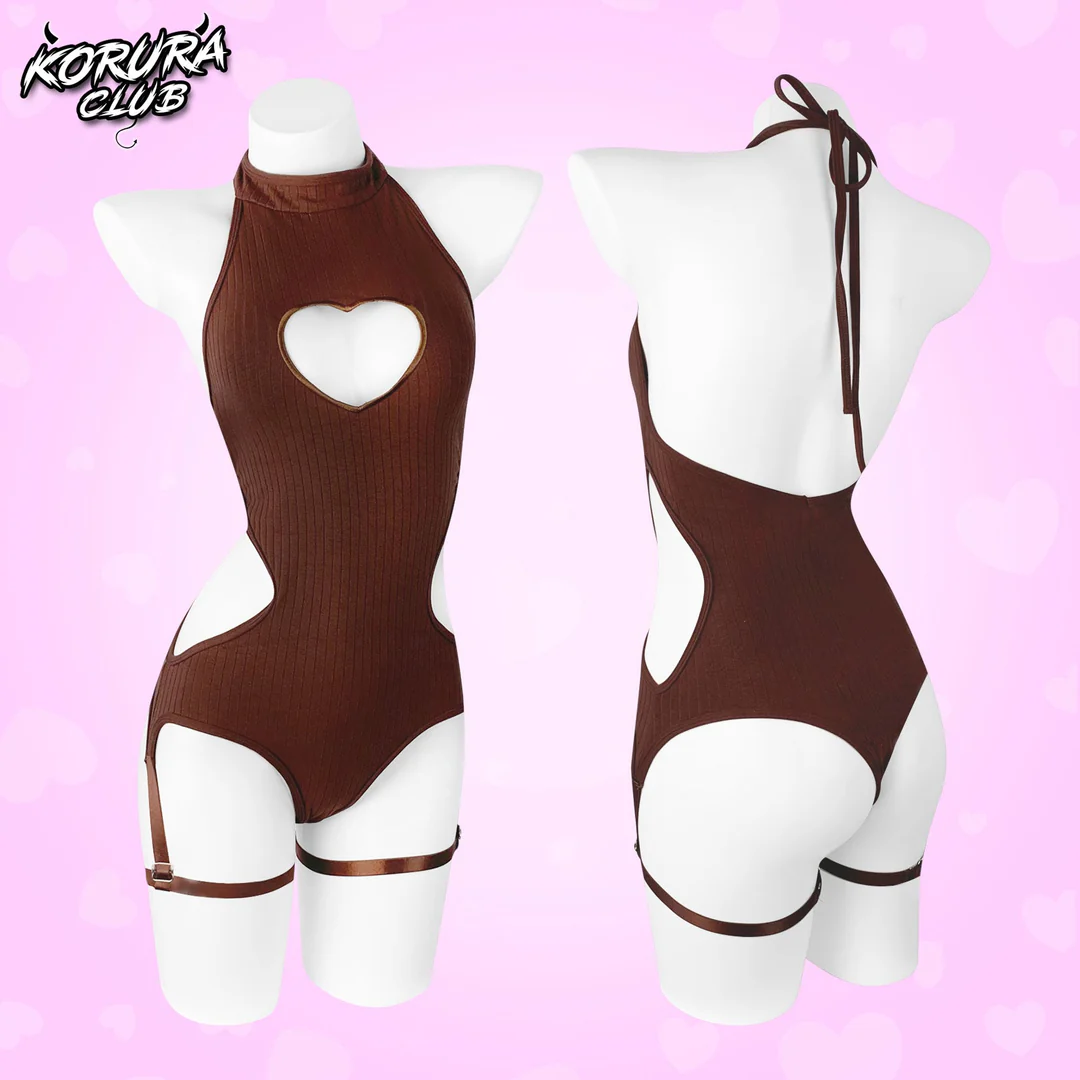 Cute Brown Heart Bodysuit MG05