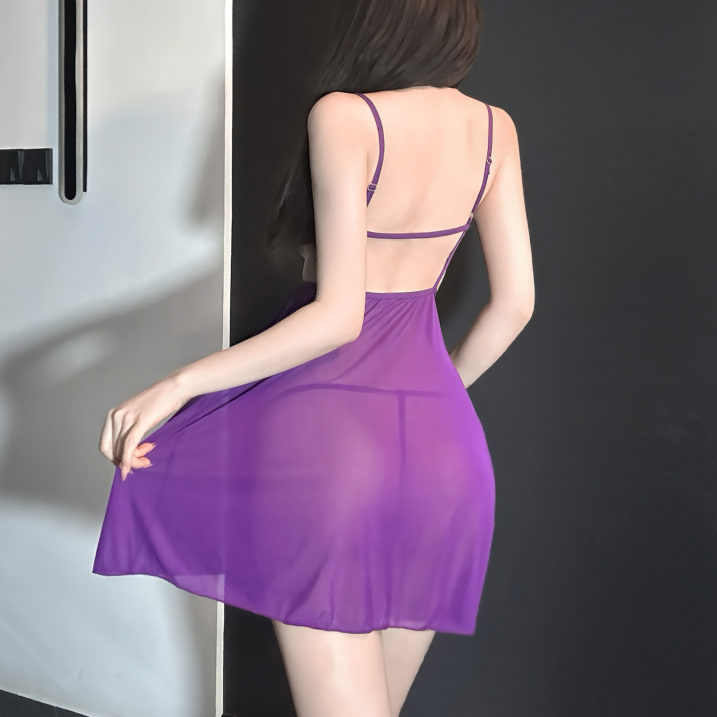 Buttoned camisole lace nightdress S609