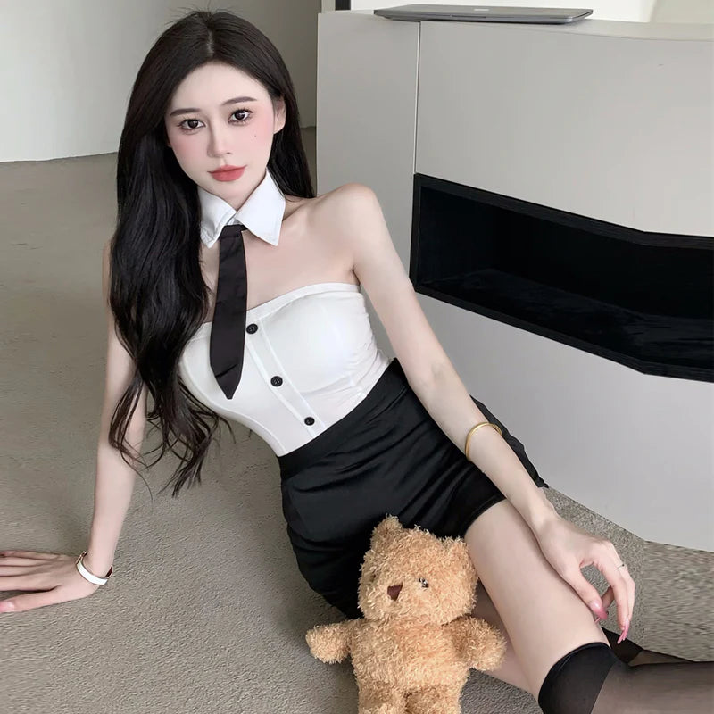 Spice girl tube top + hip skirt set SS3206