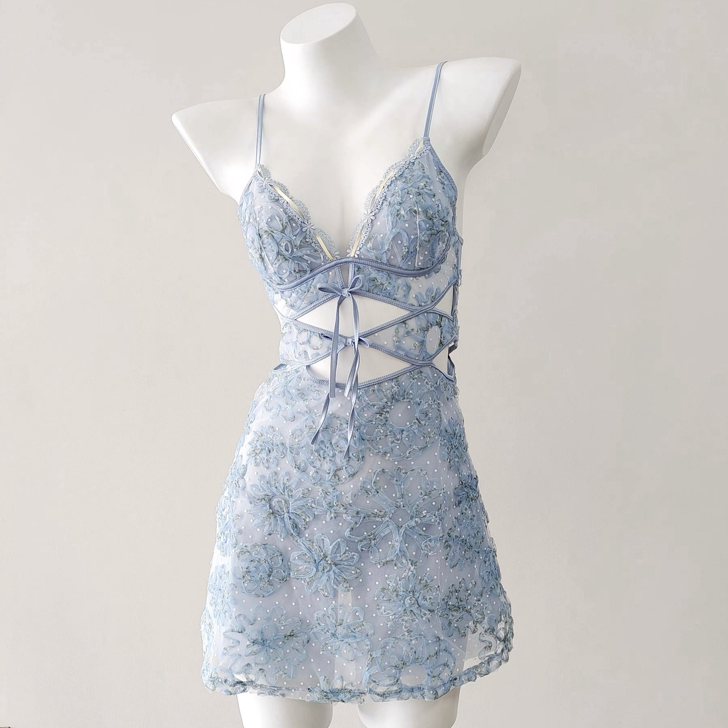 Mesh cutout slip dress S627