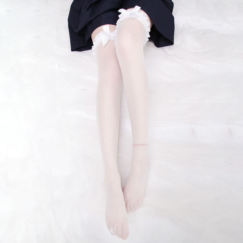 White bow socks SS1018