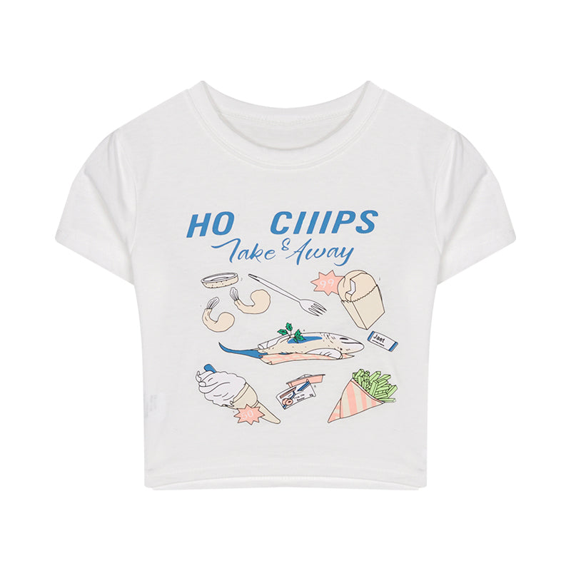 Cute printed white T-shirt SS2603