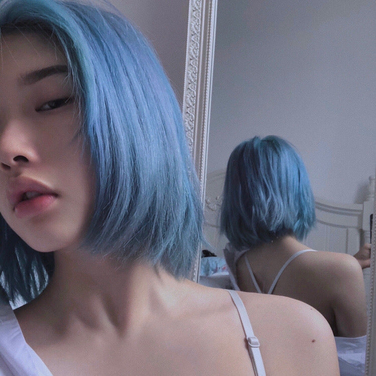 Deep sea blue short straight wig WS2248