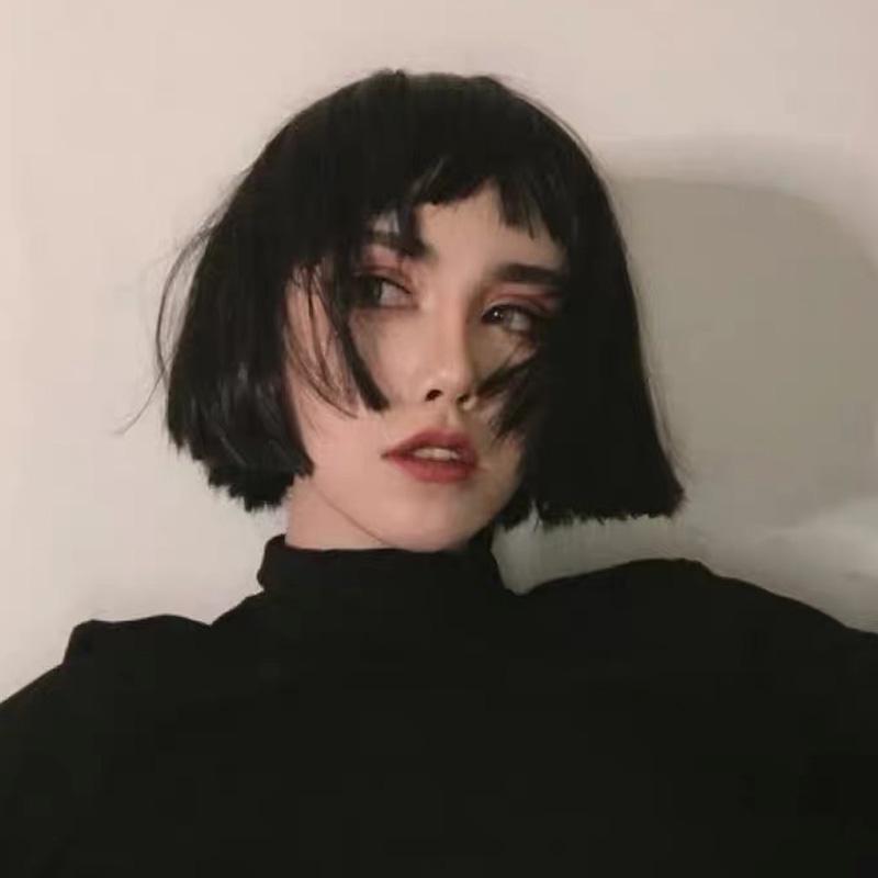Harajuku short hair black wig WS1120