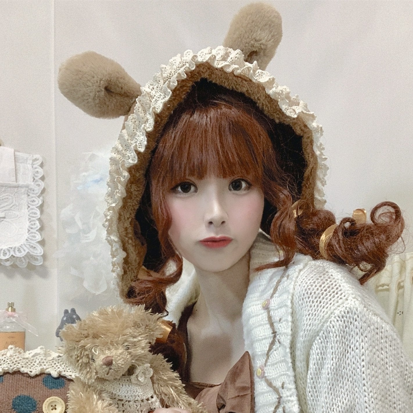 Plush warm rabbit ear hat WS3039