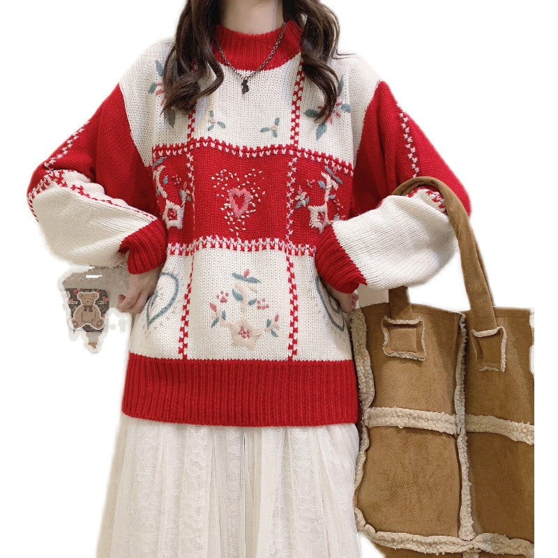 Japanese sweet embroidered sweater SS2715