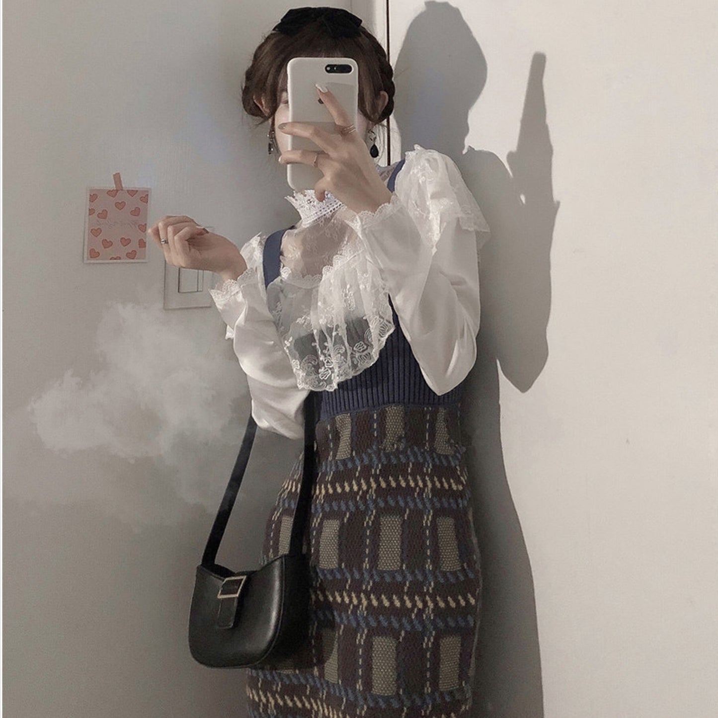 Retro knitted suspender skirt SS2302