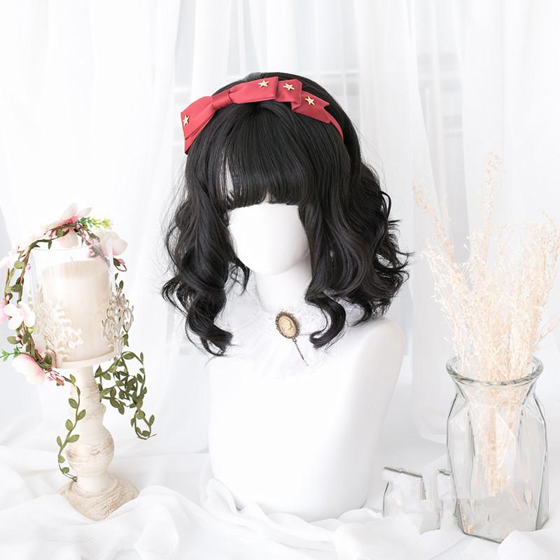Lolita black short curly wig WS2078