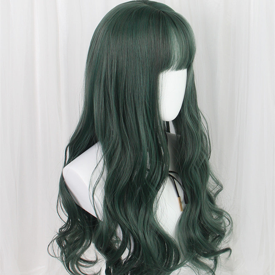 lolita dark green long curly wig WS2268
