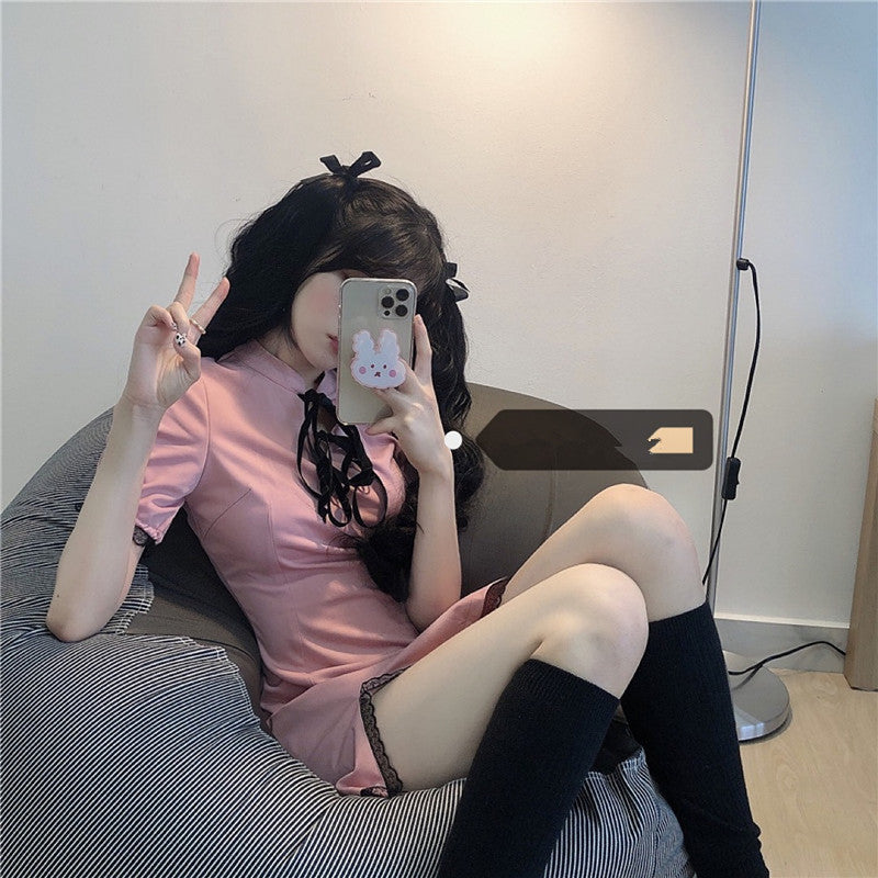 Vintage lace pink dress SS2662