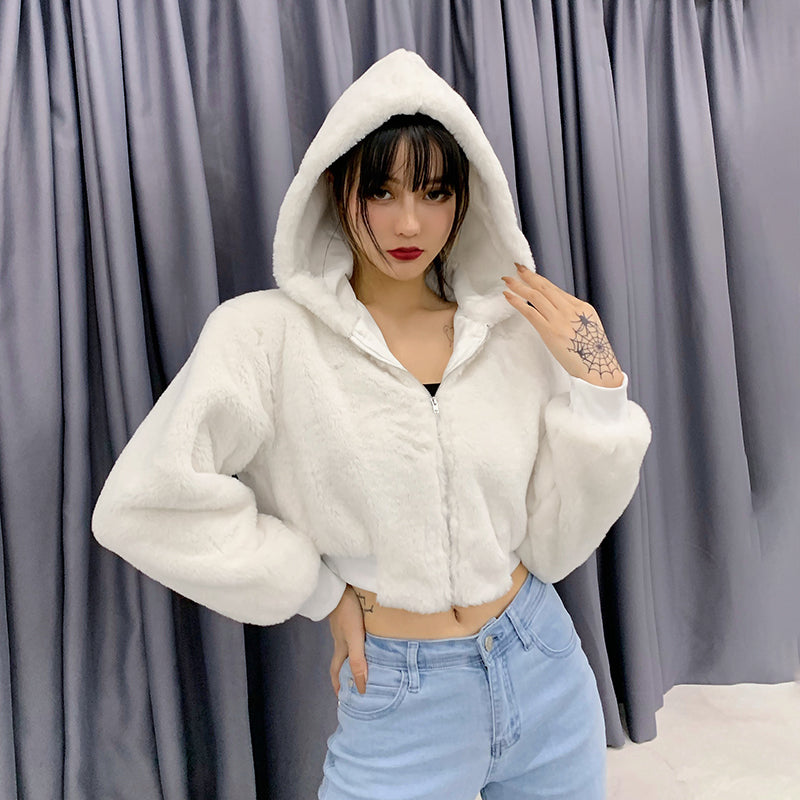 White plush short coat SS2291