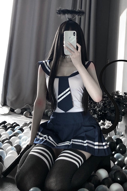 Black silk erotic lingerie maid outfit SS2912