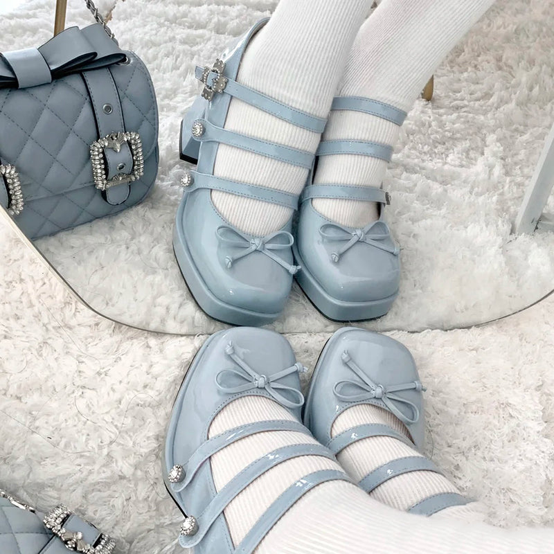 Rhinestone pearl bow shoes SS2689