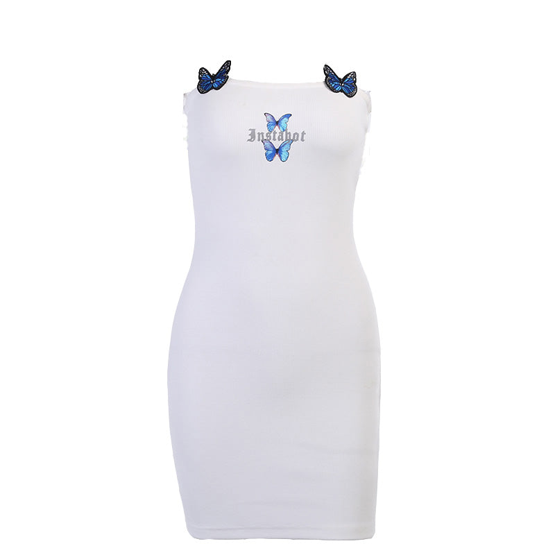 Black Printed Sling Dress SS1257