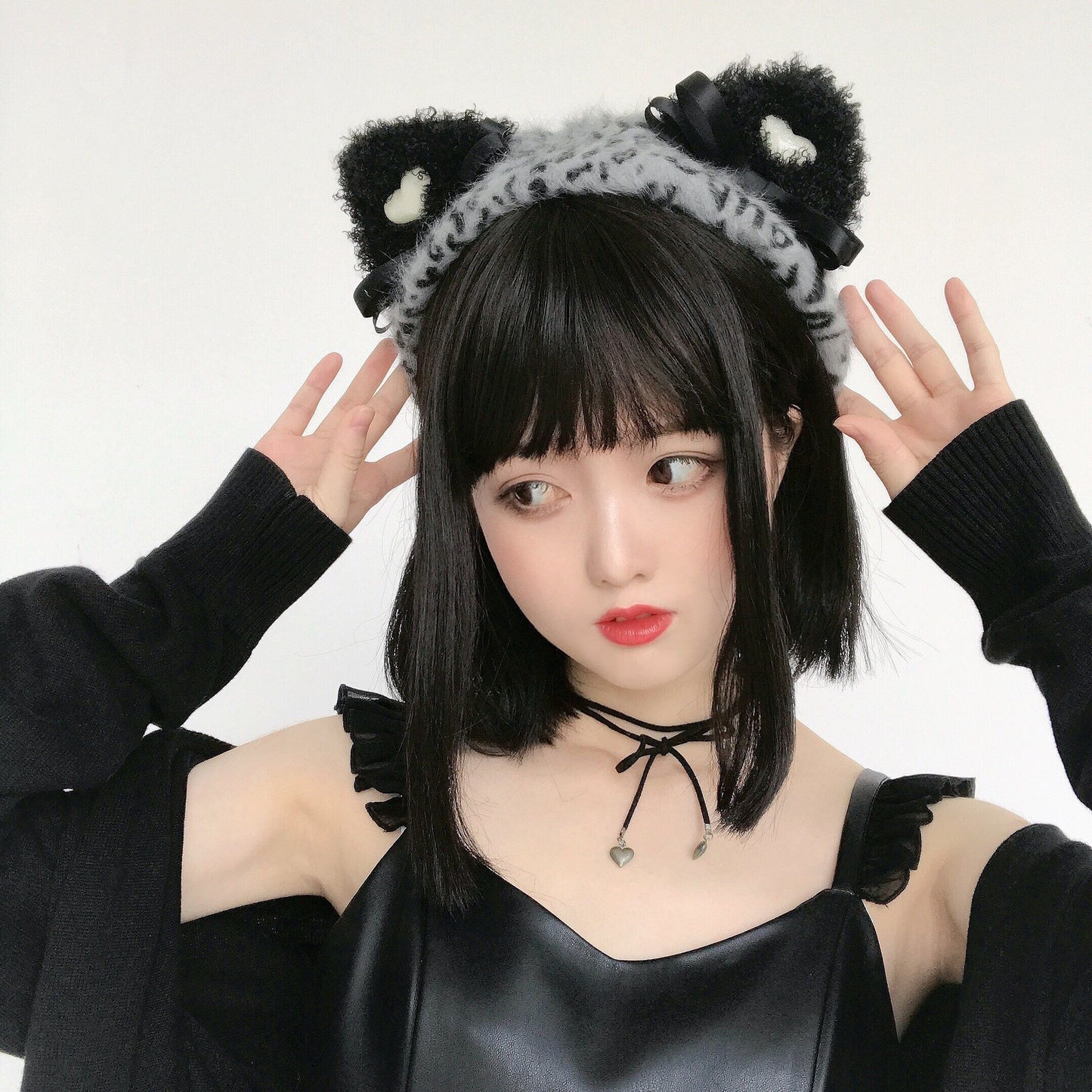Japanese leopard print cat ear beret WS3030