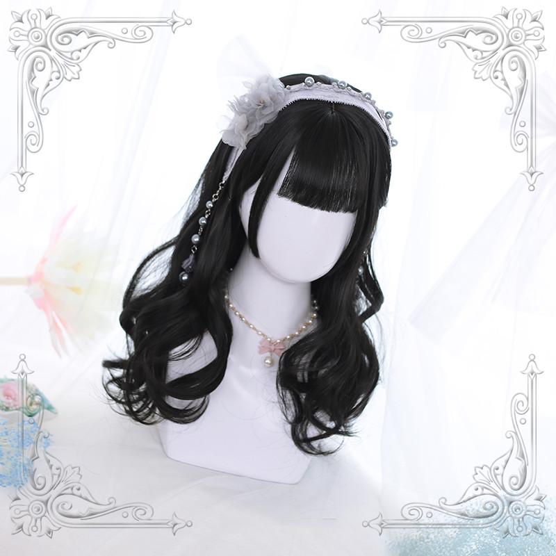Lolita Golden Black Wave Curly Wig WS1063