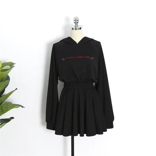 Love Is A Losing Game Dark Rose Hooded Dress SS2975