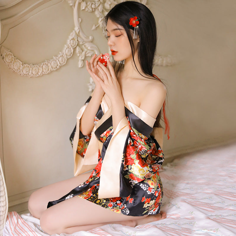 black lingerie pajamas uniform SS2911