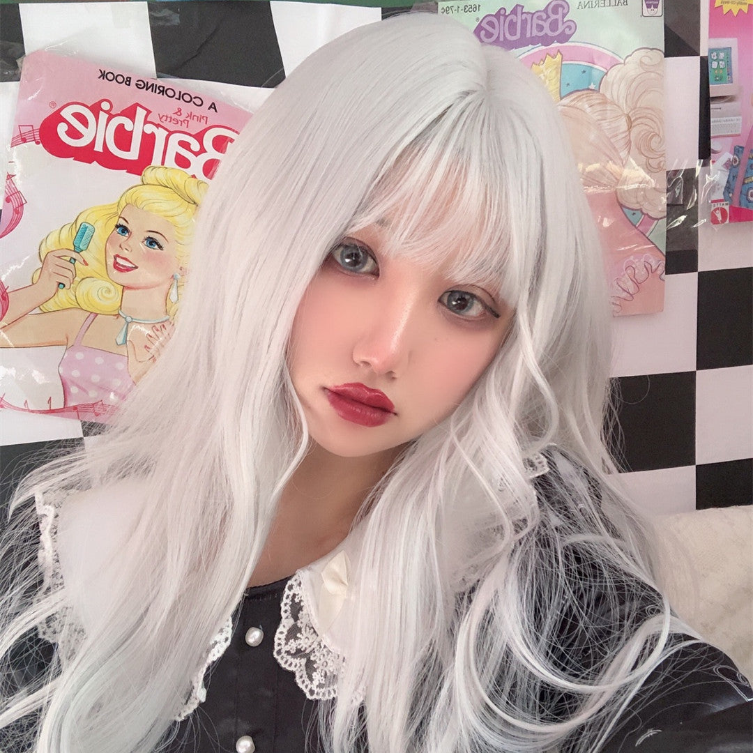 Silver big wave long curly wig WS2182