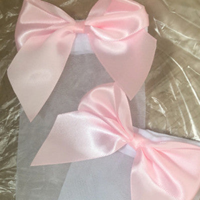 Pink Bow Chiffon Stockings WS3085