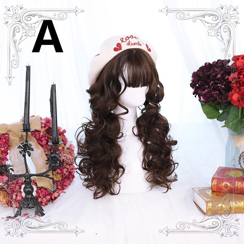 Lolita Medium Length Curly Brown Wig WS1271