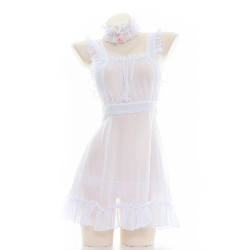 Semi-transparent ruffled nightdress SS1182