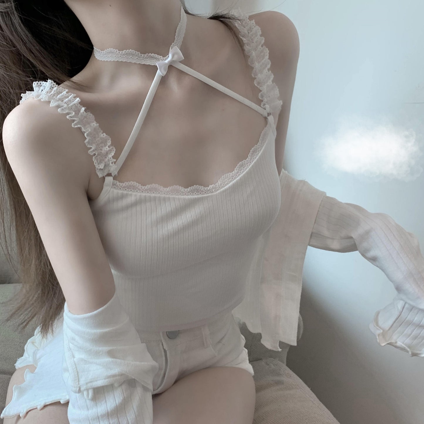 Bow lace vest SS2486