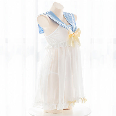 See-through light blue sailor uniform dress SS1132
