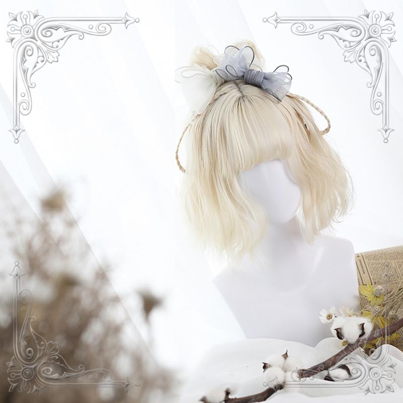 Lolita Creamy White Short Curly Wig WS1041