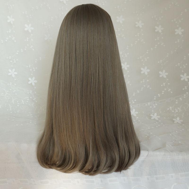 Temperament Aoki Linen Gray Long Curly Wig WS1155
