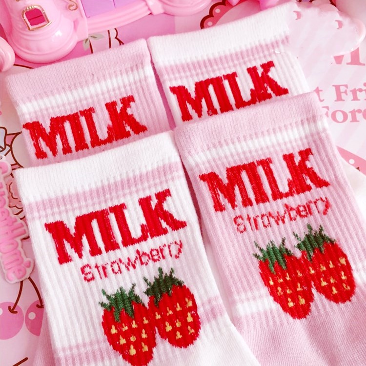 Pink Strawberry Milk Socks SS1271