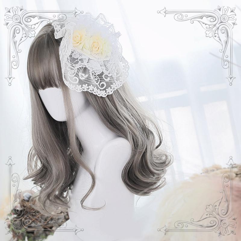 Harajuku Lolita Gray Half Curly Wig WS1293