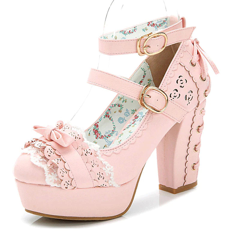 Lace bow heels SS3051