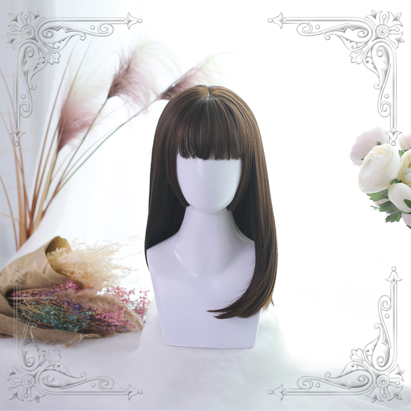 Lolita Gray Brown Black Straight Long Wig WS1045