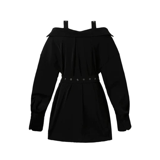 Black Gothic Off Shoulder Shirt Dress ss2922