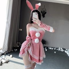 Pink Christmas bunny dress H224