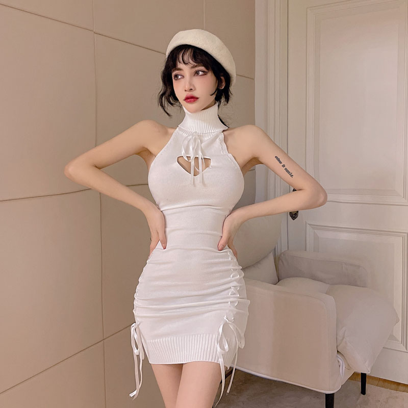 Tie-strap knitted skirt S622