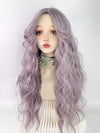 Purple curly wig W005