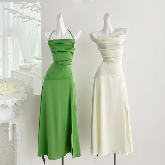 Satin ribbon fishtail dress S348