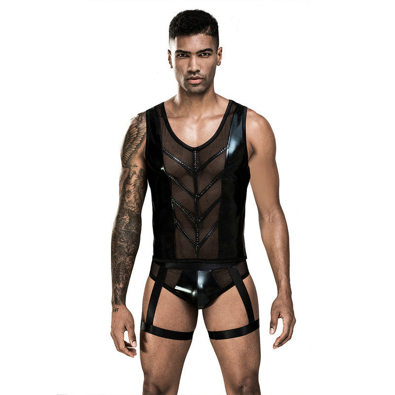 Men's black see-through suit SS3469