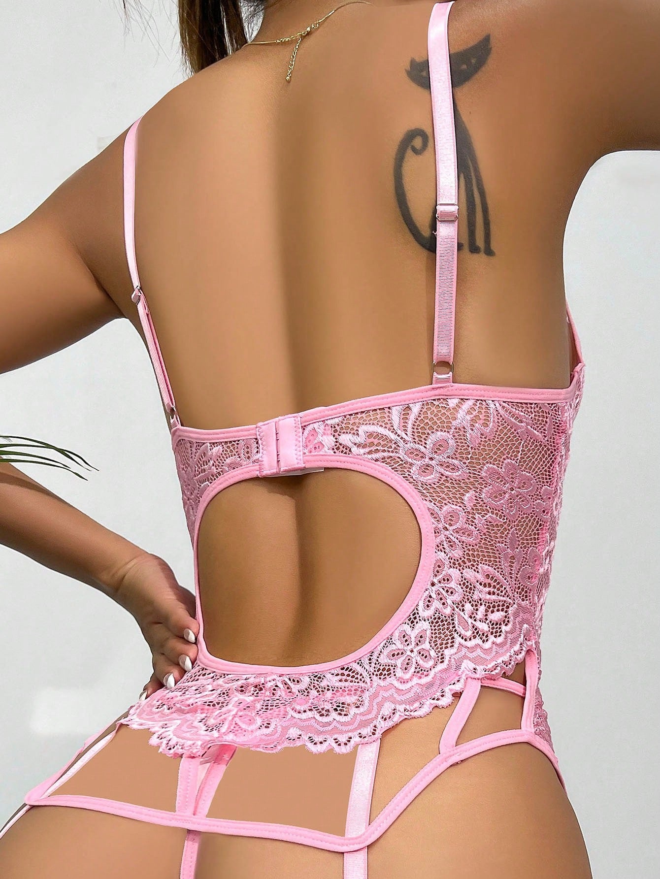 Pink lace underwear H023