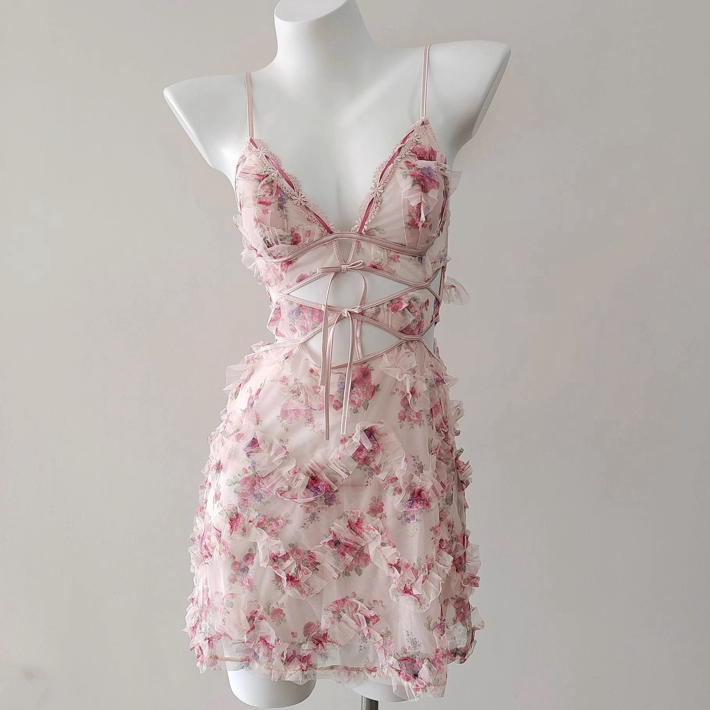 Mesh cutout slip dress S627