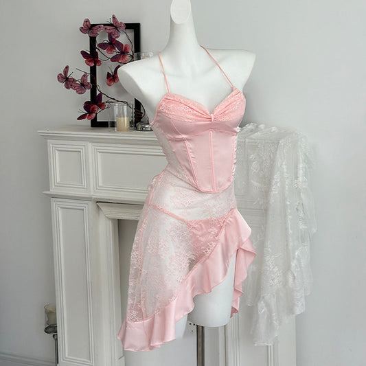 Lace strappy nightgown S533