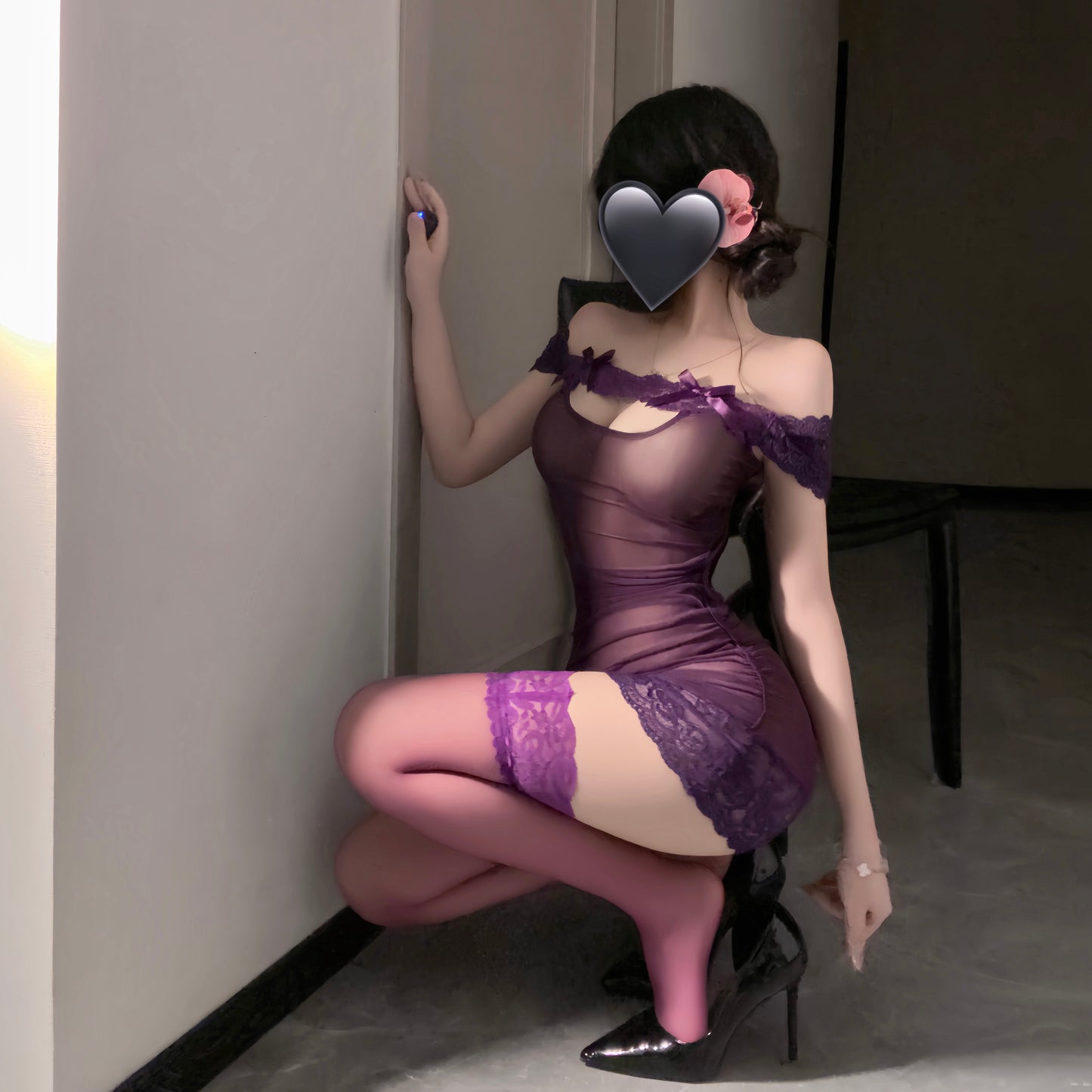 Purple lace uniform S582