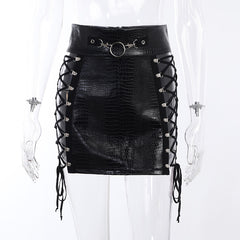 Dark Sequin Hollow Strap Skirt SS3303
