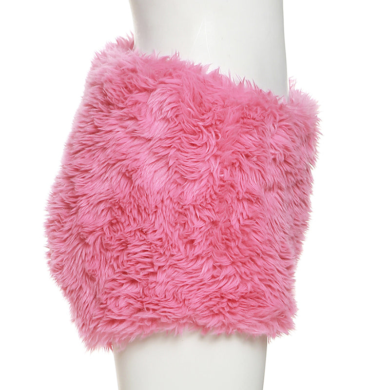 Pink plush wrap hip skirt   SS3177