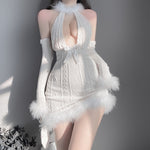 Fluffy  Rabbit knit dress H222