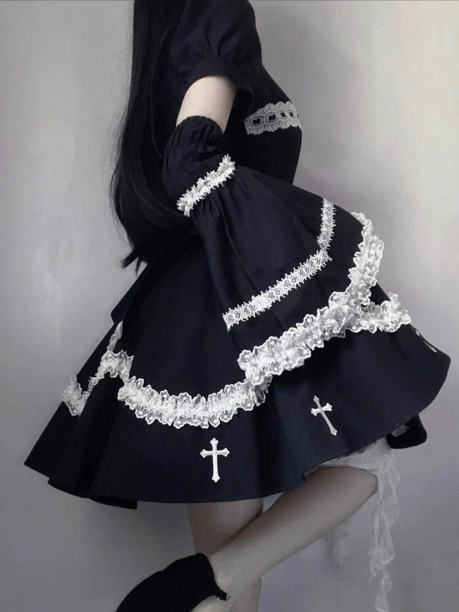 Dark Lolita fluffy black dress  SS3200