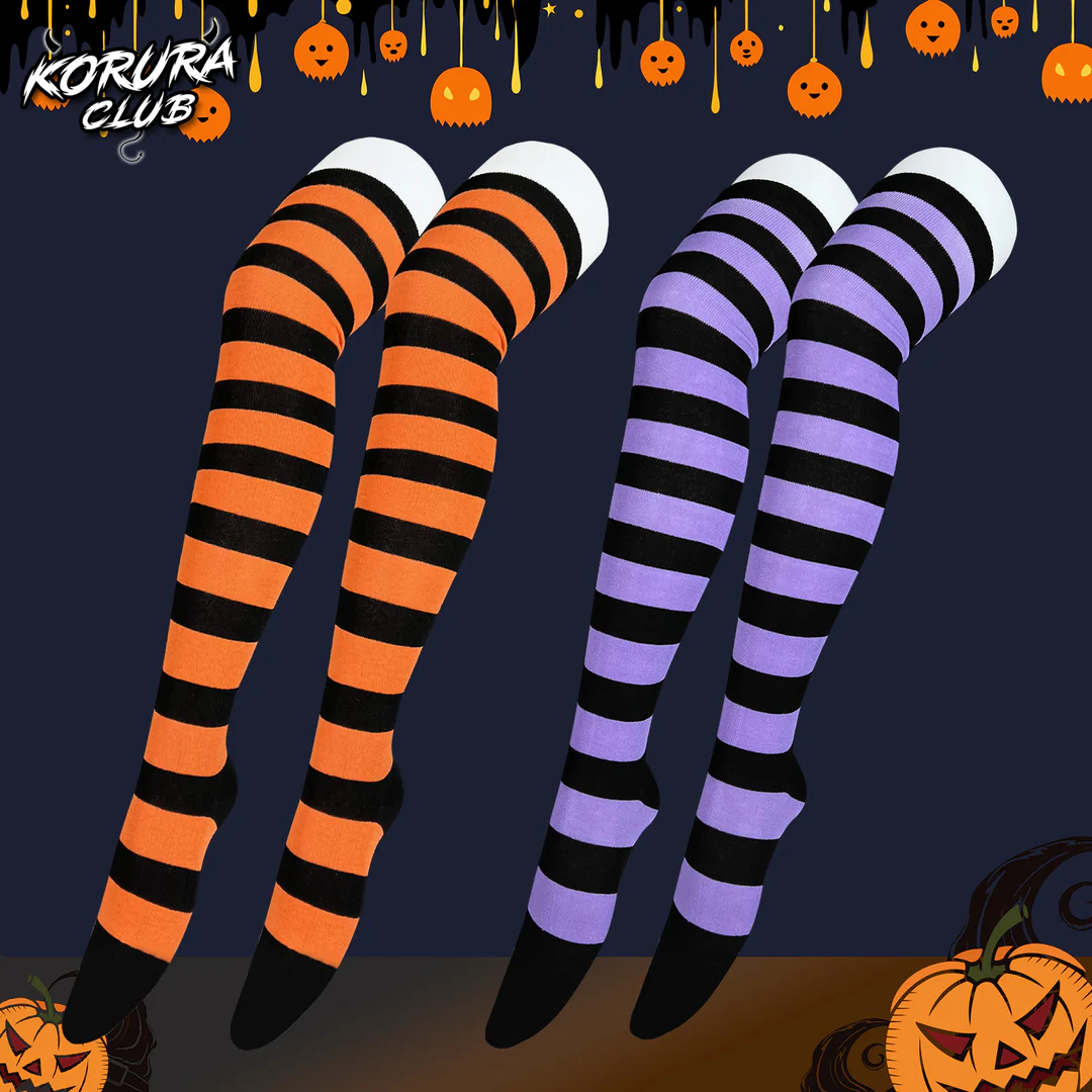 Halloween Striped Thigh-High Socks KS11